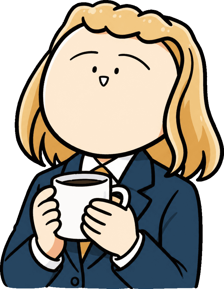 コーヒーを飲みながら人気記事を紹介するキャリア孔明